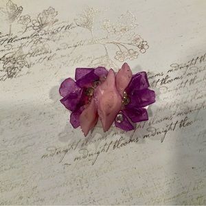 Vintage Pin Brooch Handmade Shaved Amethyst and Stones 1960s